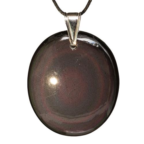 Pendentif obsidienne œil céleste avec bélière argent 925
