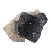 Fluorite bleue cristal brut avec quartz
