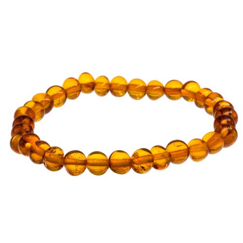 Bracelet ambre naturel perle ronde 6mm