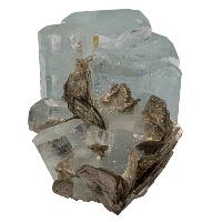 Aigue-marine cristal brut avec muscovite