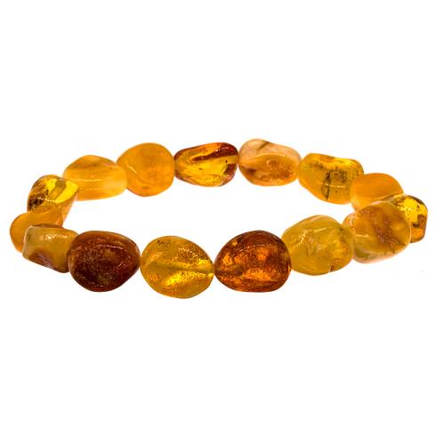Bracelet ambre naturel perle "galet poli"