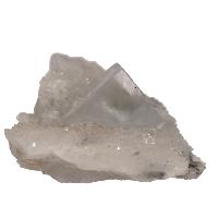 Fluorite incolore cristal brut sur quartz